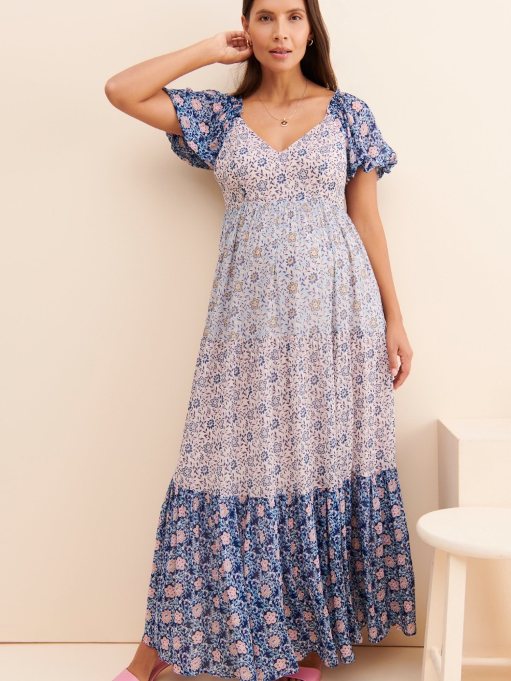 Yumi Kim Isabelle Maternity Floral Maxi Dress Medium